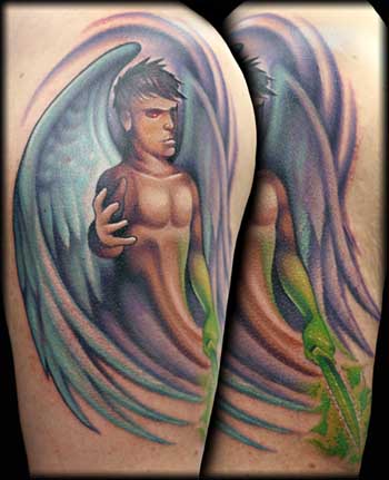 Looking for unique  Tattoos? Angel with glowing sword